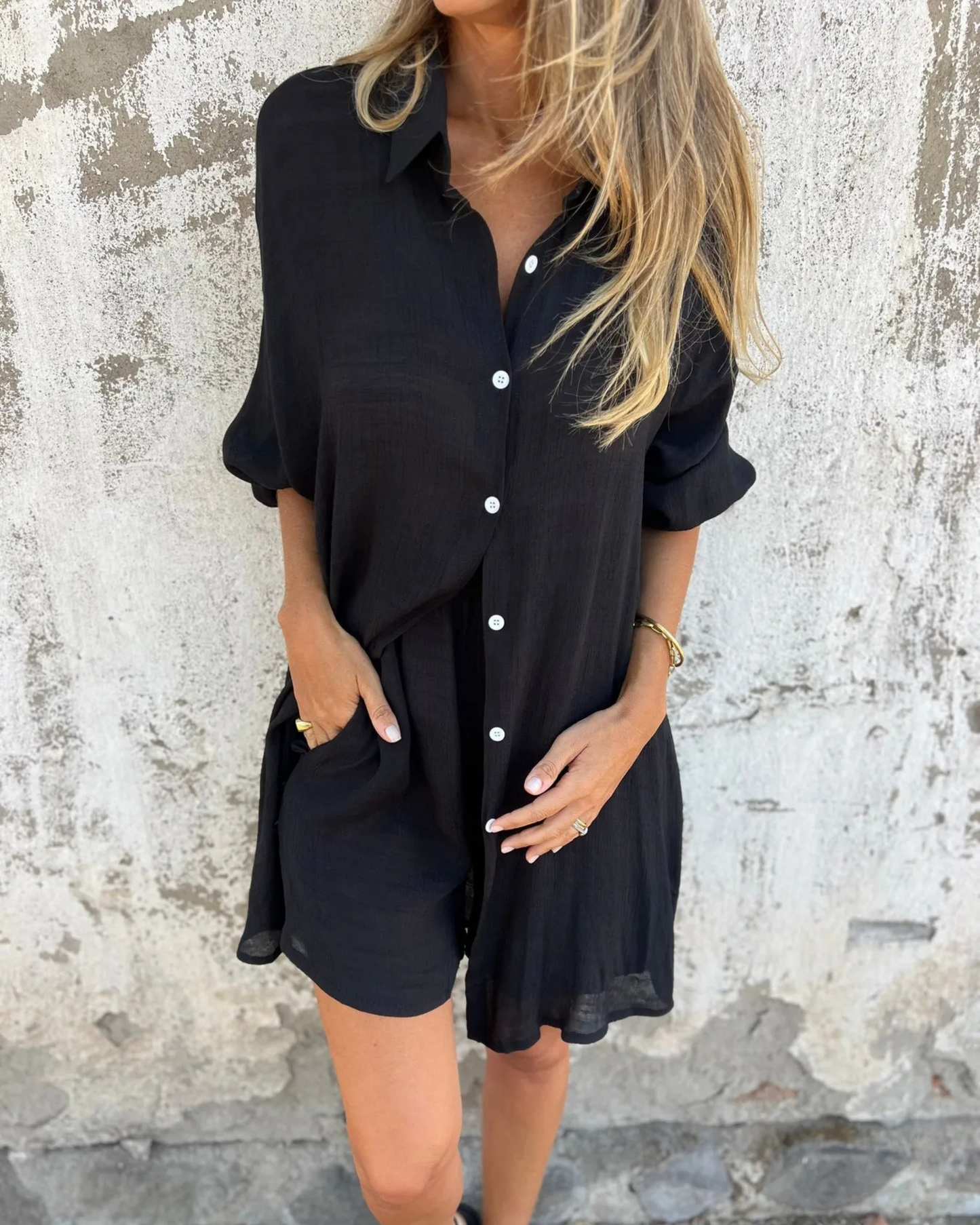IZELA™ Avslappnat set med skjorta och shorts