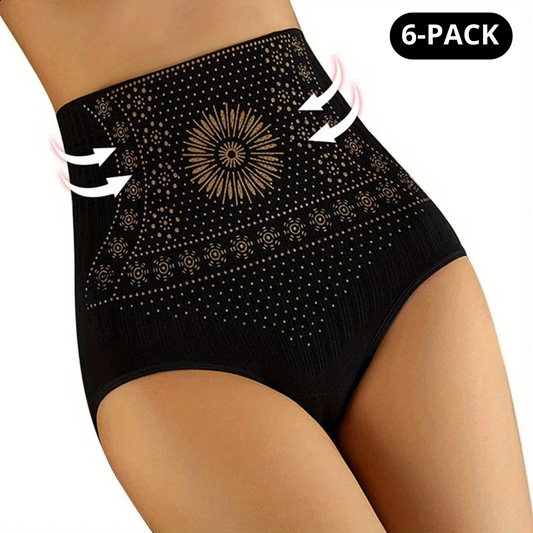 SlimFit™ - 6-pack Andningsbara & Bekväma Höga Trosor med Magstöd