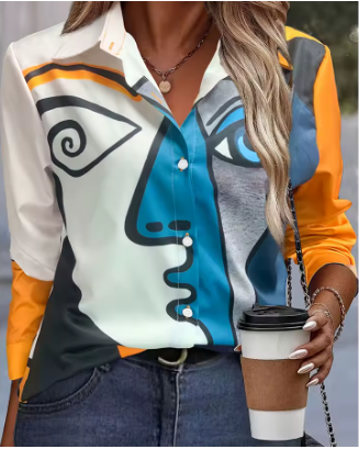 Jada™ | färgglad damblus med digitalt tryck