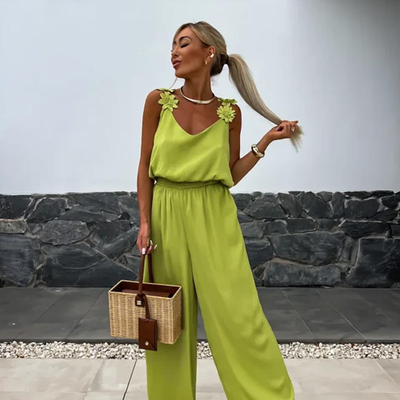 Anita™ Ärmlös jumpsuit med vida ben och halvöppen rygg