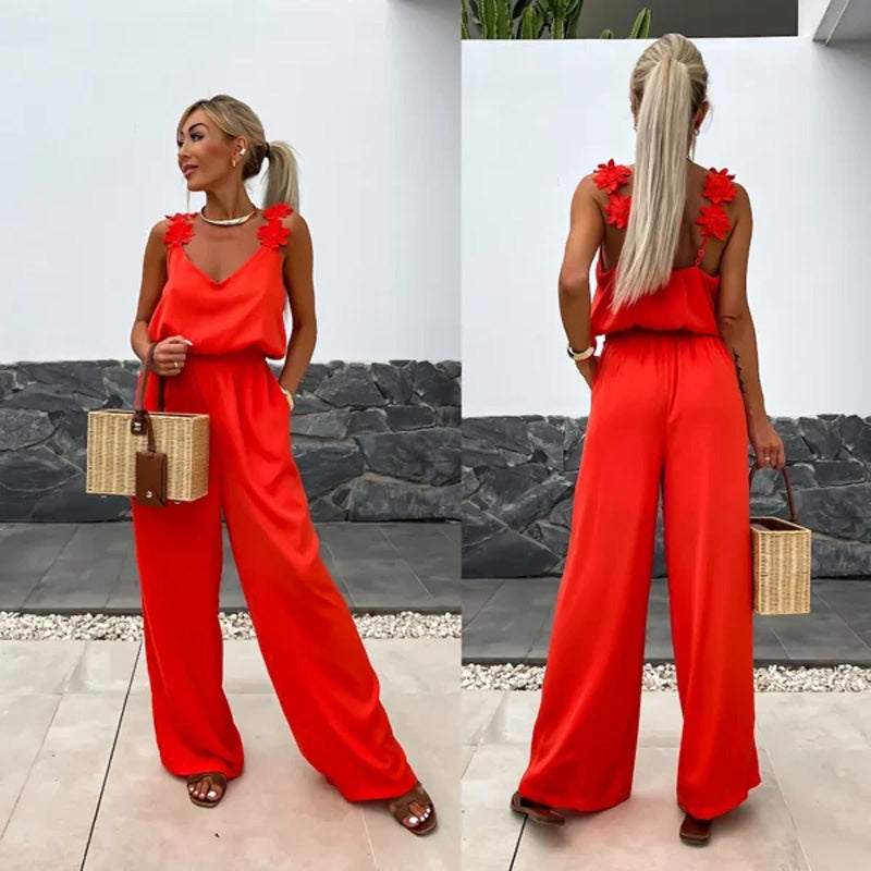 Anita™ Ärmlös jumpsuit med vida ben och halvöppen rygg