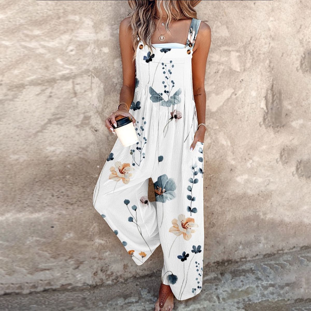 Lisona™ Luftig byxdress med botaniskt tryck