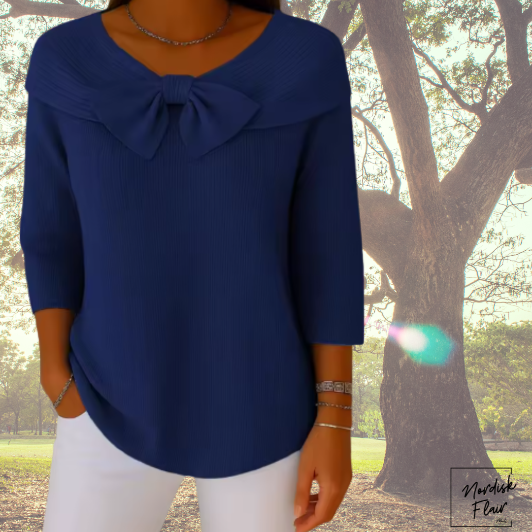 Serenna™ | Damtröja med rosett och rund halsringning