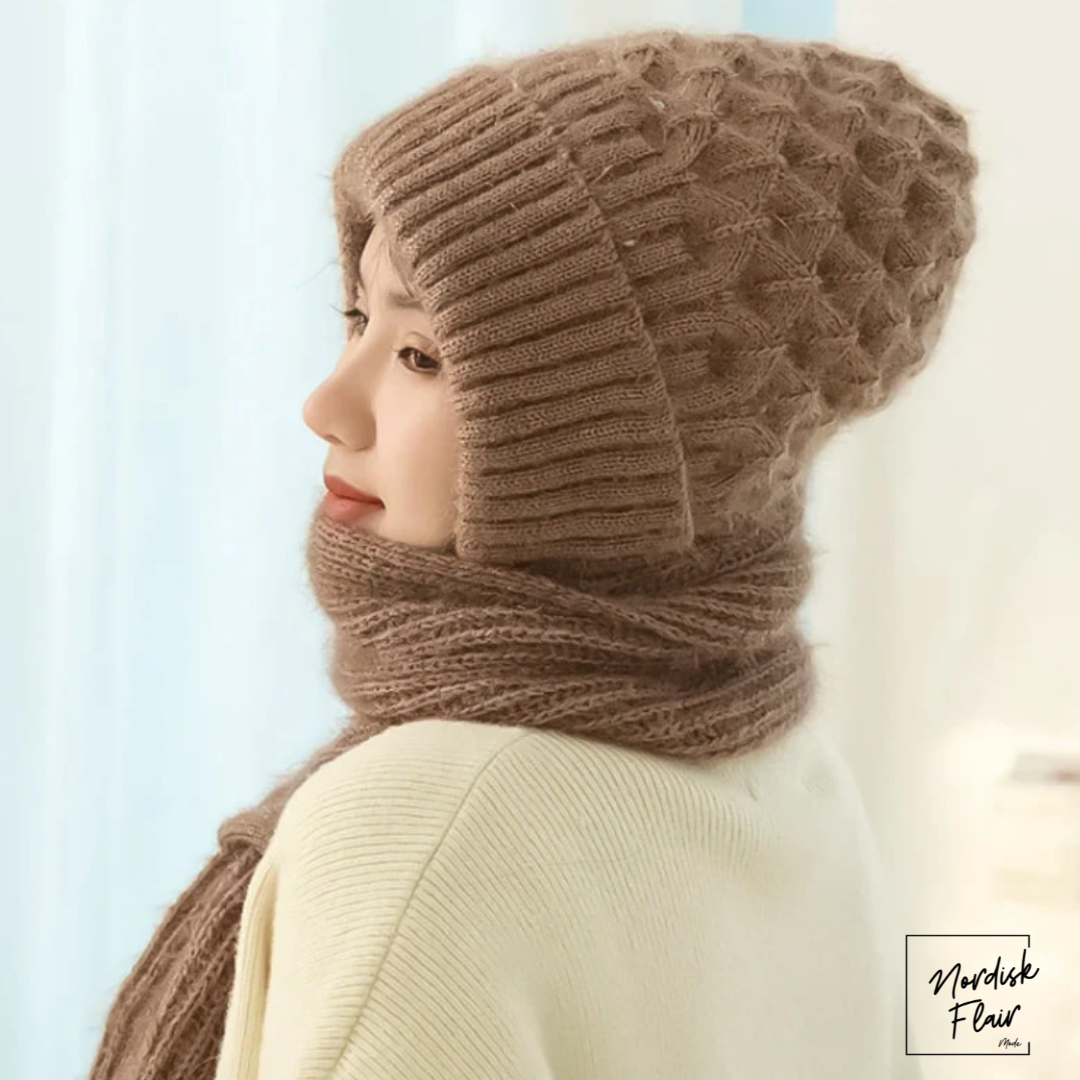 Eli™ | stickad halsduk-mössa