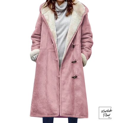 Lion™ | Lång fleecefodrad mockaliknande damjacka med huva