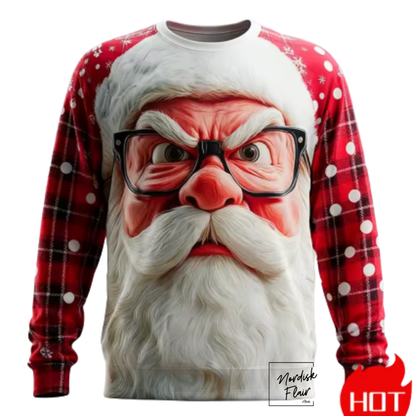 Jultröjor med jultomte, grafiskt 3D-tryck, höstmode. Sweatshirts med rund hals och hoodies för herr och dam.