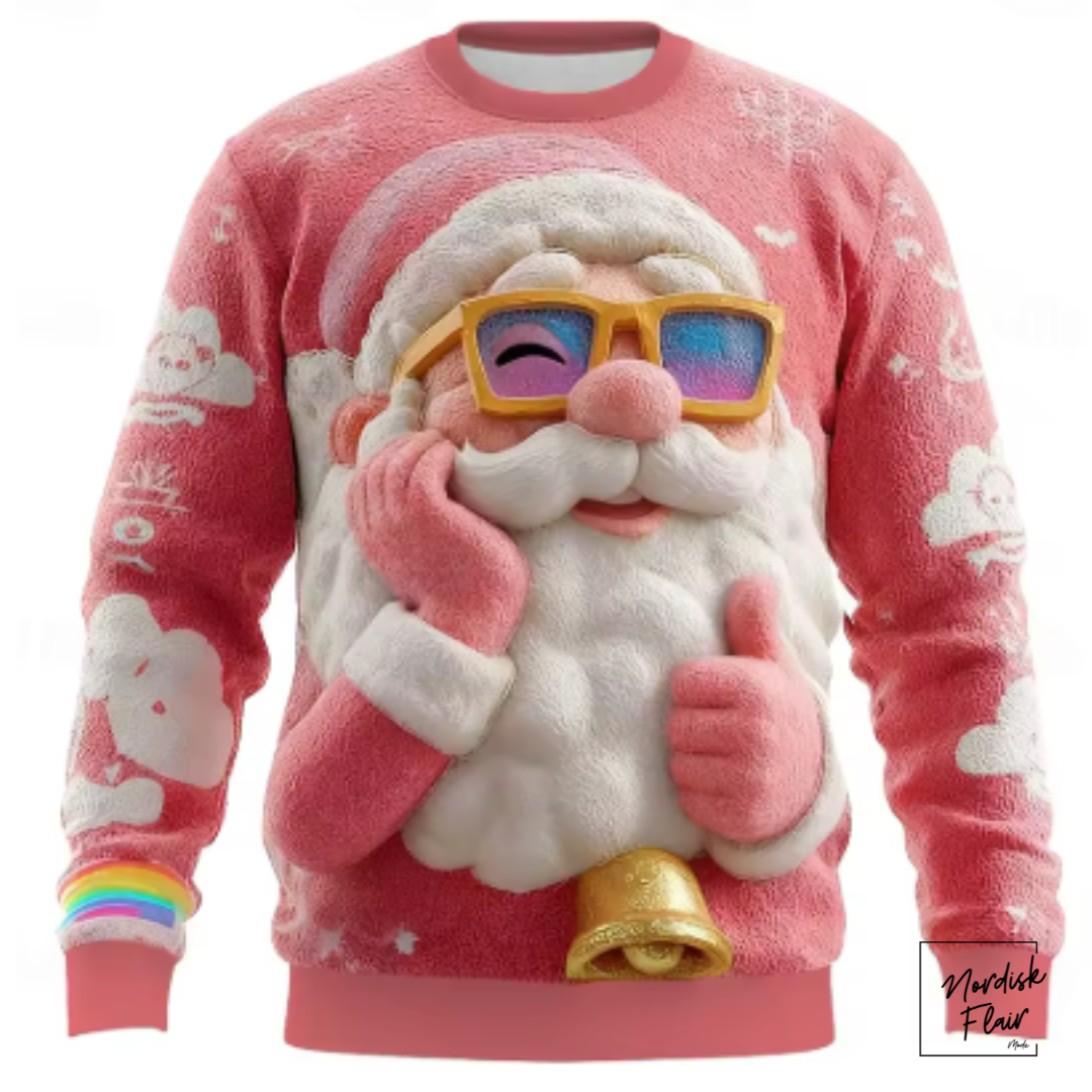 Jultröjor med jultomte, grafiskt 3D-tryck, höstmode. Sweatshirts med rund hals och hoodies för herr och dam.