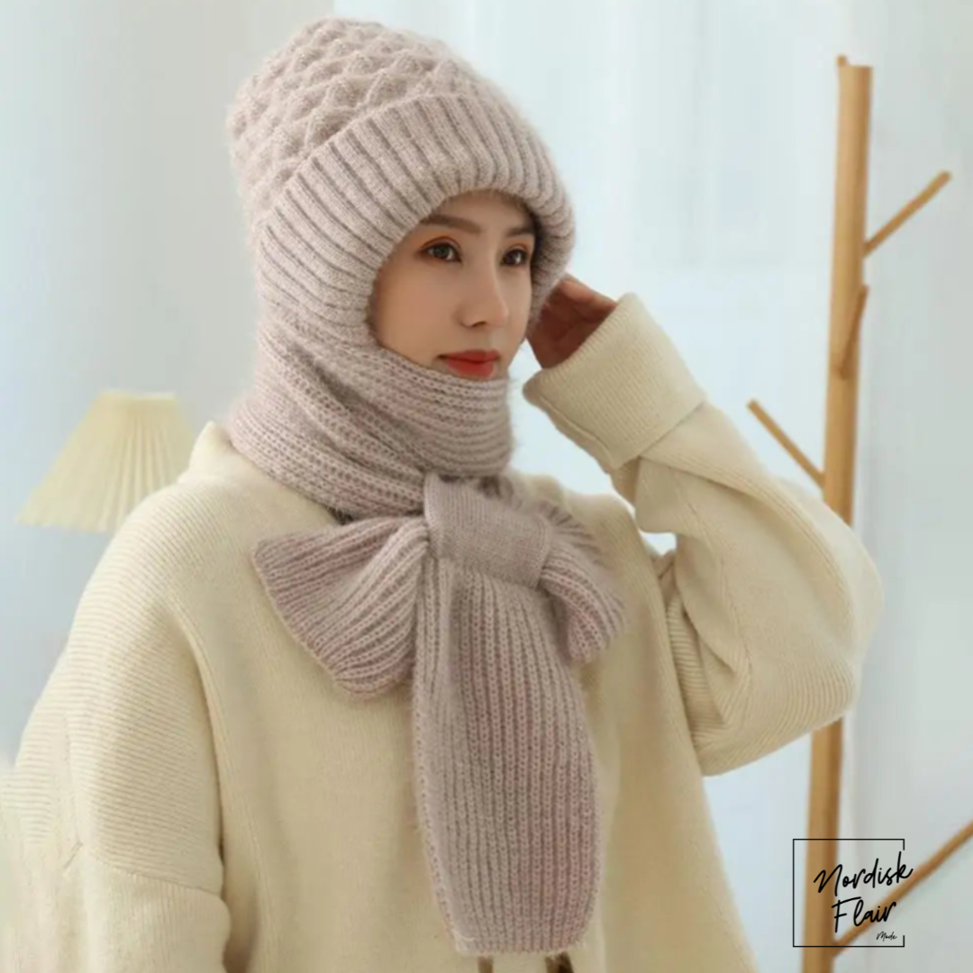 Eli™ | stickad halsduk-mössa