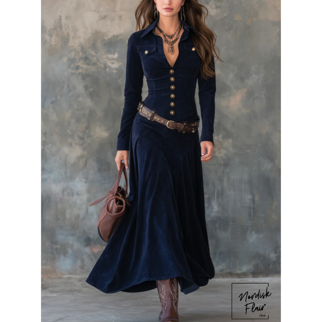 Kimberly™| Maxiklänning i mockaimitation (med bälte)