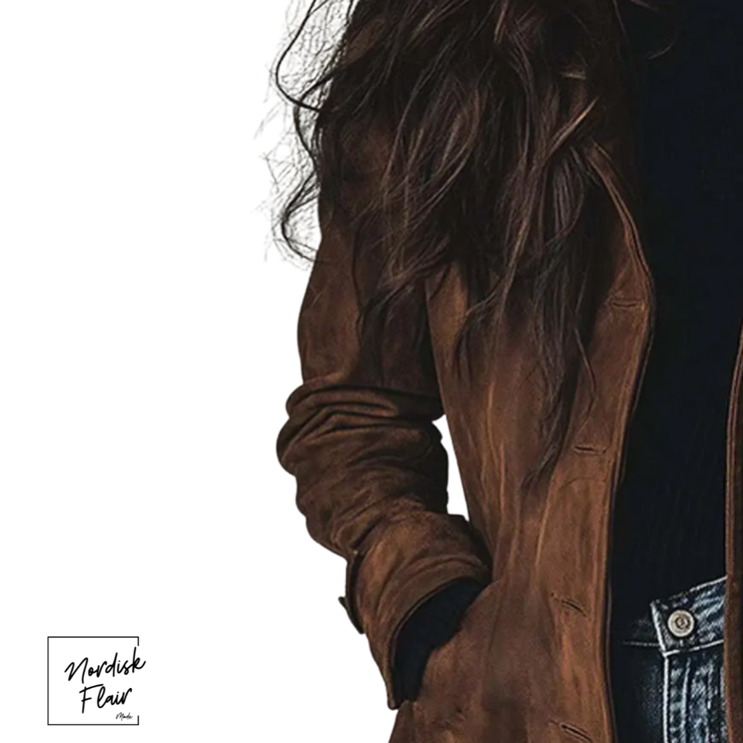 Valerie™ |Vintage elegant lång damjacka i konstmocka