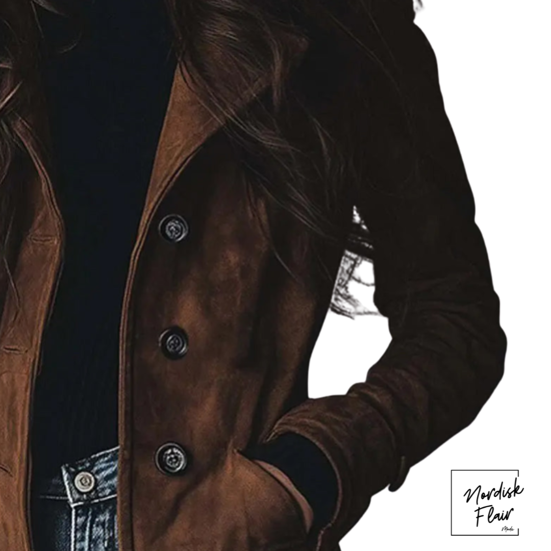 Valerie™ |Vintage elegant lång damjacka i konstmocka