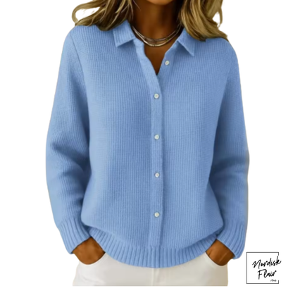 Elaine™ | stickad tröja som ser ut som en kofta med knappar