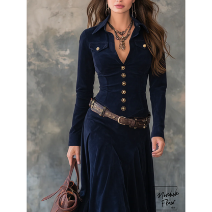 Kimberly™| Maxiklänning i mockaimitation (med bälte)