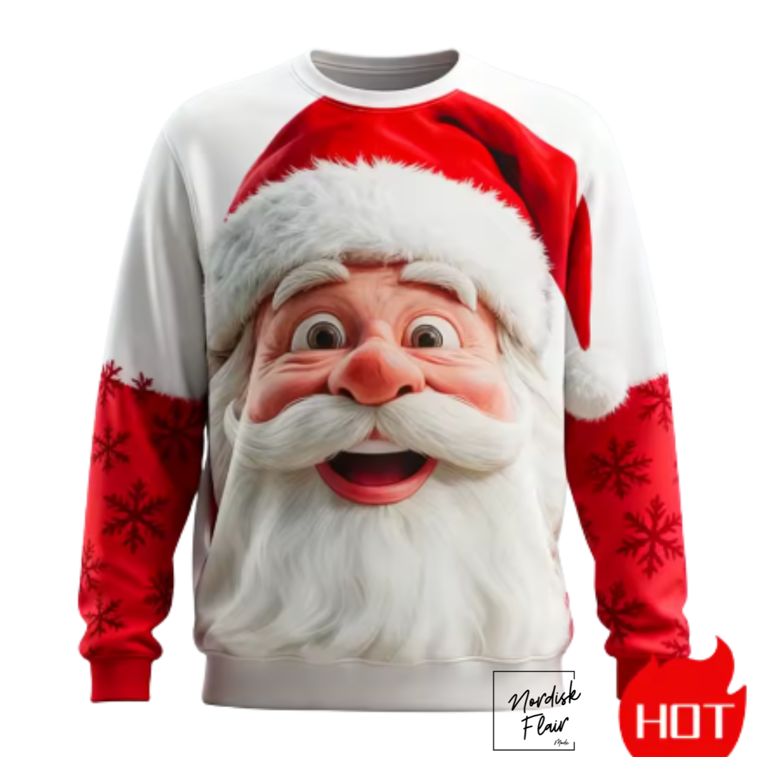 Jultröjor med jultomte, grafiskt 3D-tryck, höstmode. Sweatshirts med rund hals och hoodies för herr och dam.