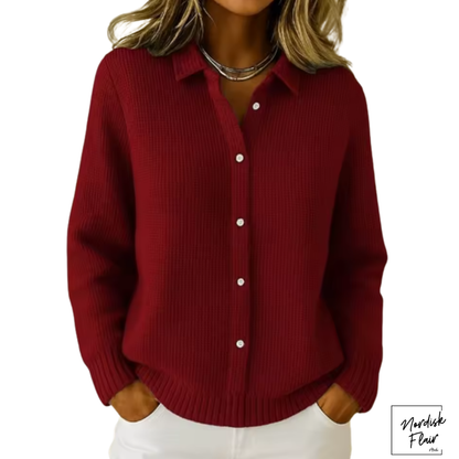 Elaine™ | stickad tröja som ser ut som en kofta med knappar