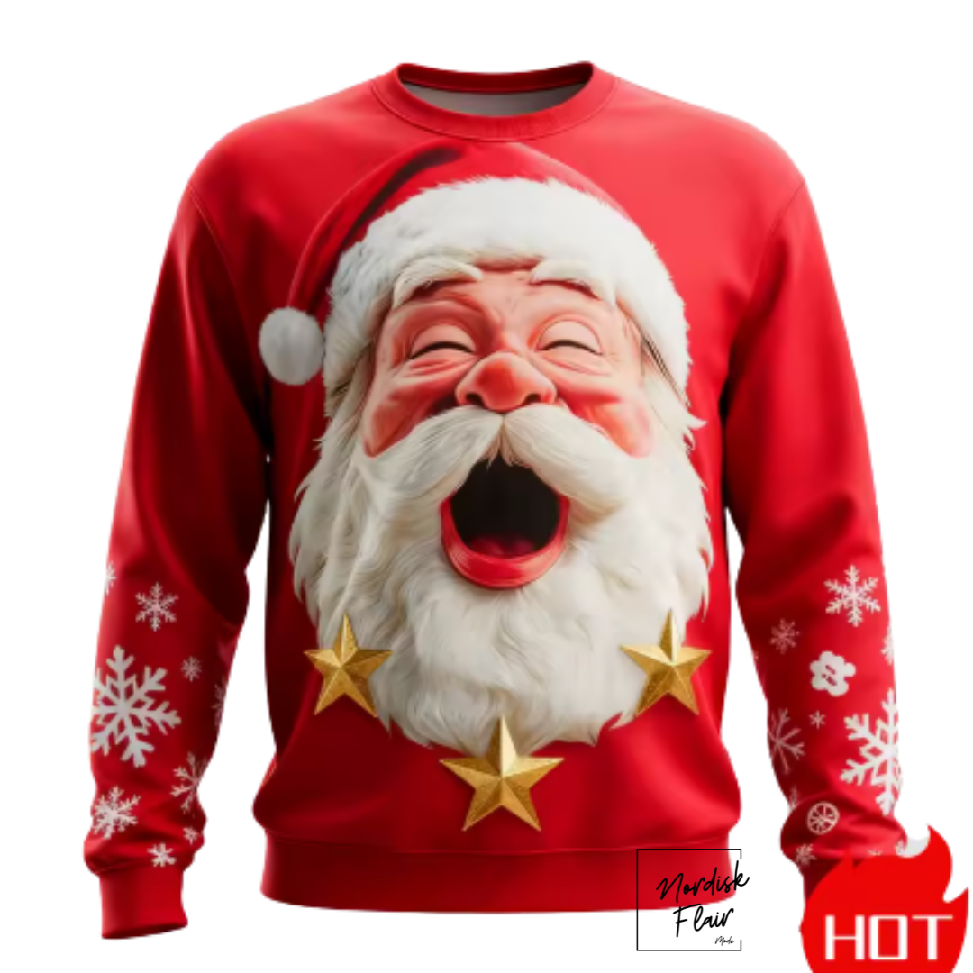 Jultröjor med jultomte, grafiskt 3D-tryck, höstmode. Sweatshirts med rund hals och hoodies för herr och dam.