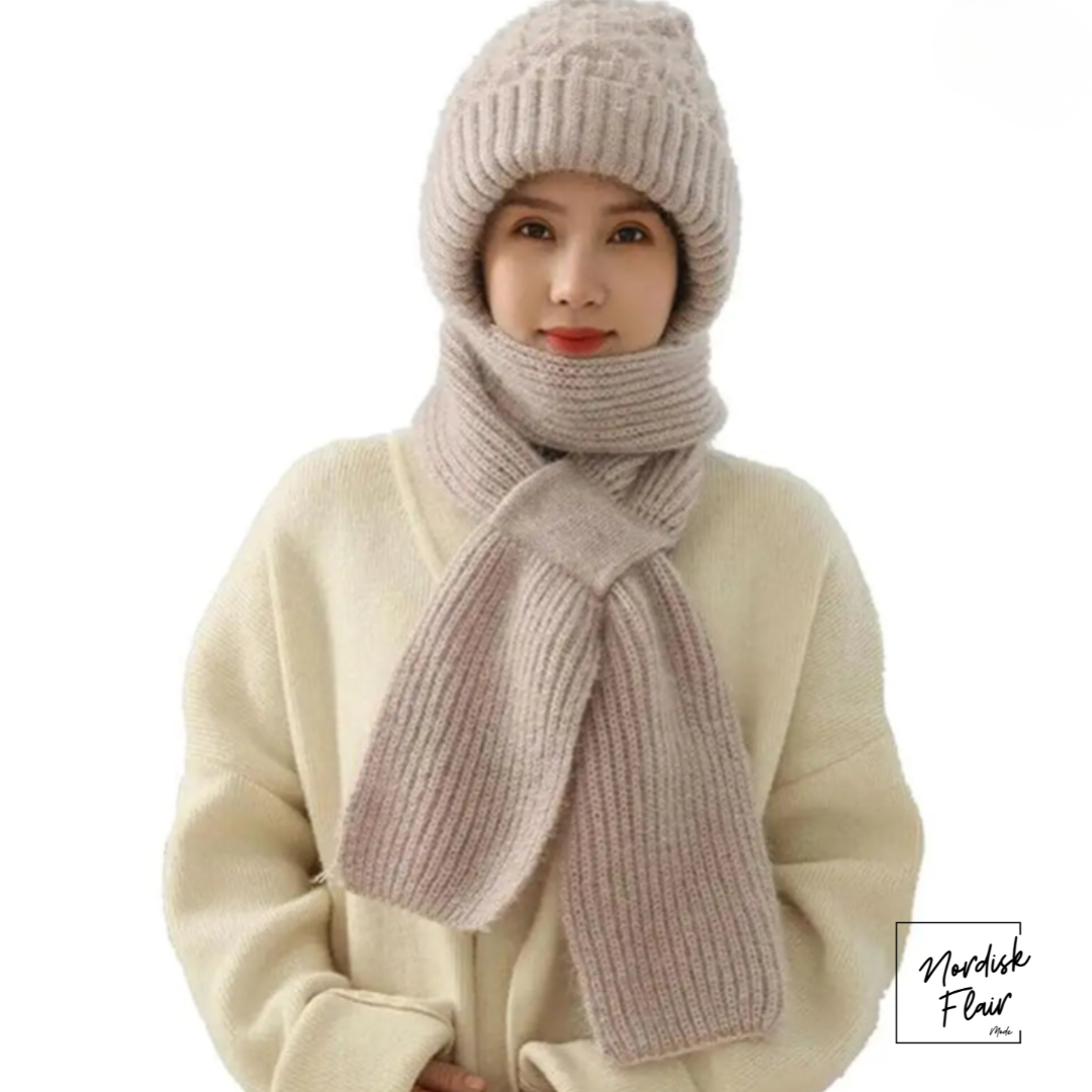 Eli™ | stickad halsduk-mössa