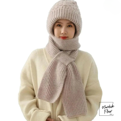 Eli™ | stickad halsduk-mössa