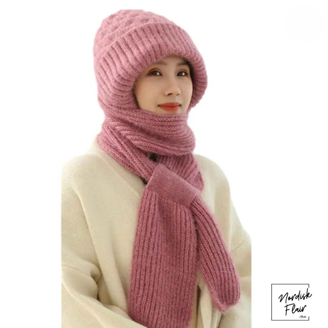 Eli™ | stickad halsduk-mössa