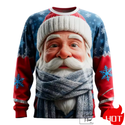 Jultröjor med jultomte, grafiskt 3D-tryck, höstmode. Sweatshirts med rund hals och hoodies för herr och dam.