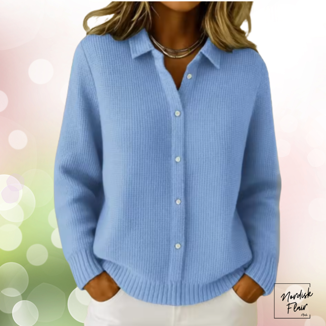 Elaine™ | stickad tröja som ser ut som en kofta med knappar