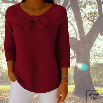 Serenna™ | Damtröja med rosett och rund halsringning