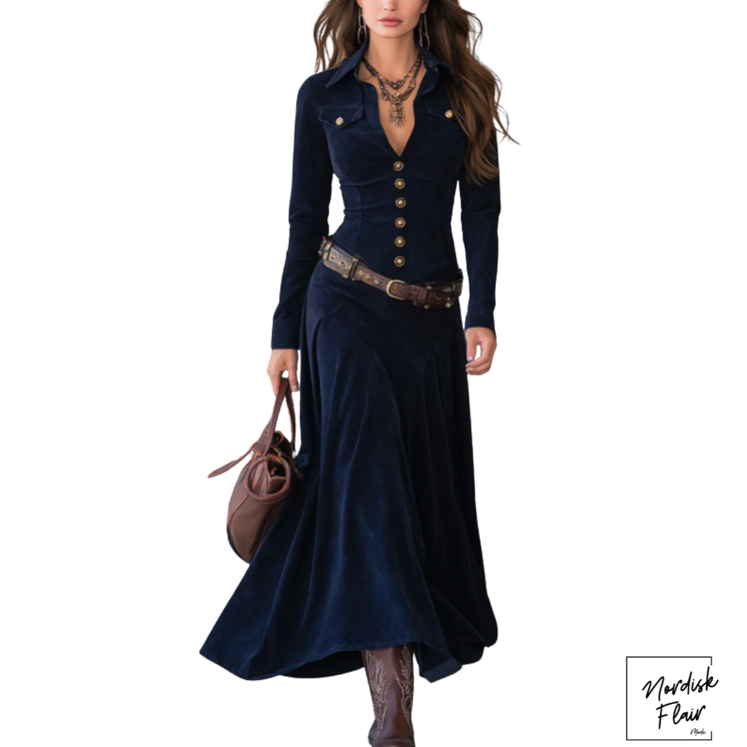 Kimberly™| Maxiklänning i mockaimitation (med bälte)