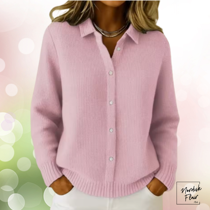 Elaine™ | stickad tröja som ser ut som en kofta med knappar