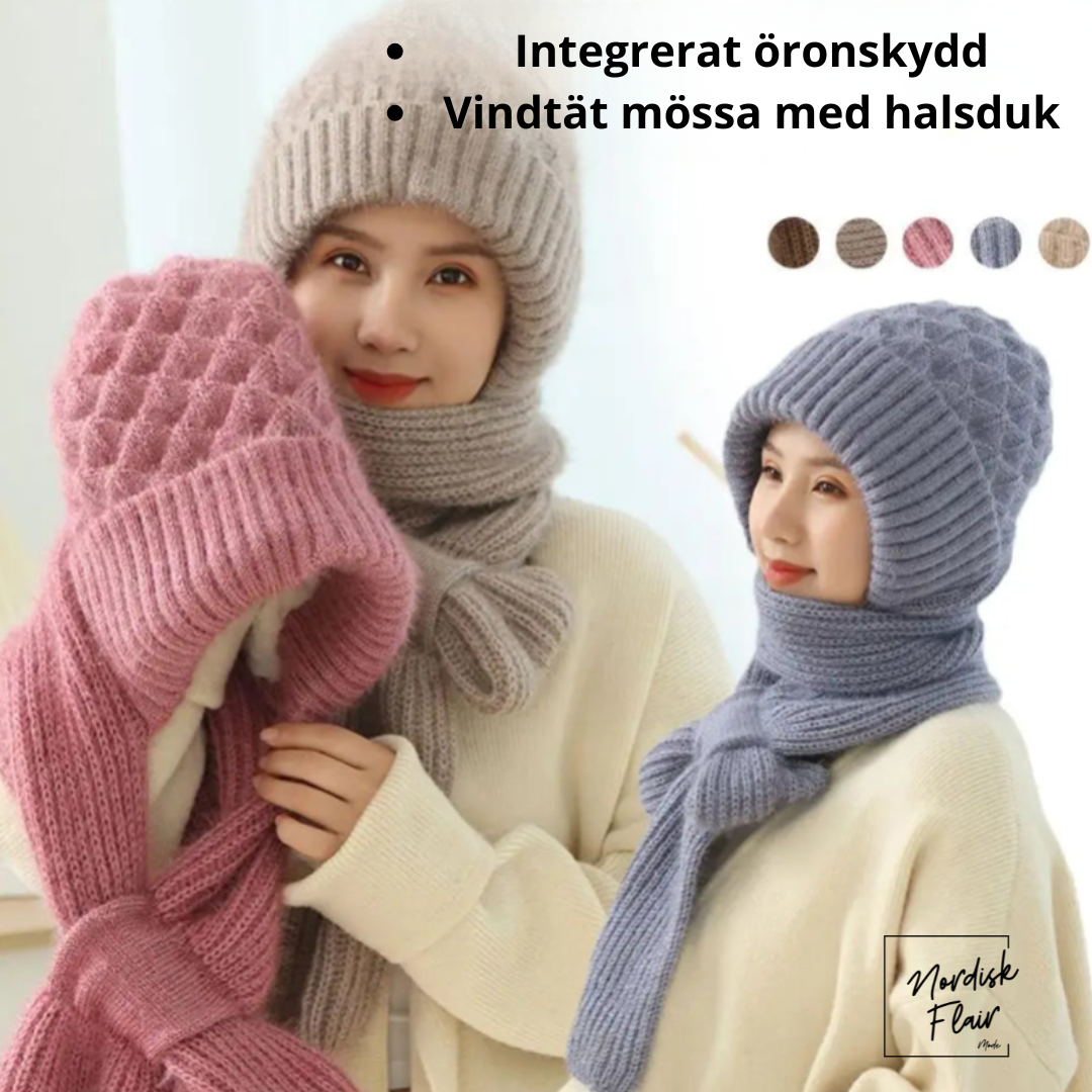 Eli™ | stickad halsduk-mössa