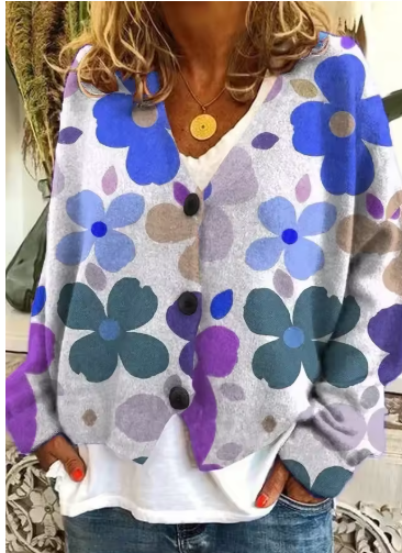 Saskia™ - Bekväm och Färgglad Stickad Tröja