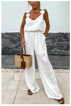 Anita™ Ärmlös jumpsuit med vida ben och halvöppen rygg