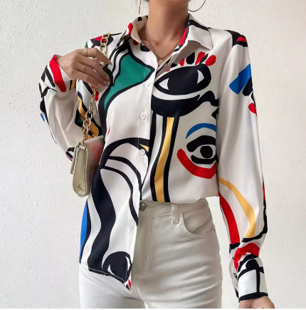 Jada™ | färgglad damblus med digitalt tryck