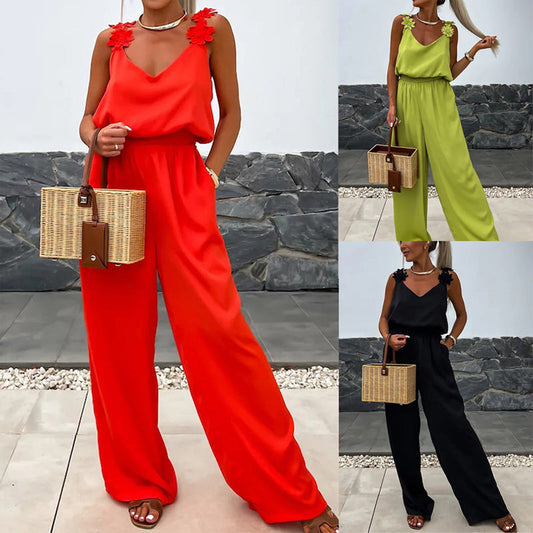 Anita™ Ärmlös jumpsuit med vida ben och halvöppen rygg