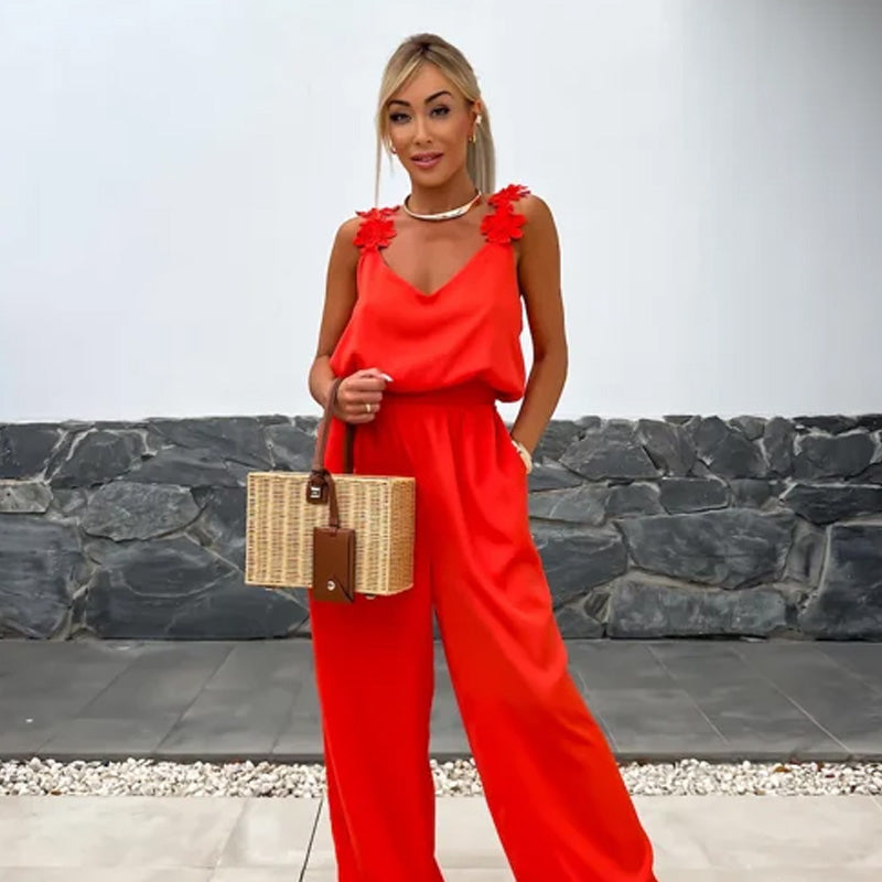 Anita™ Ärmlös jumpsuit med vida ben och halvöppen rygg