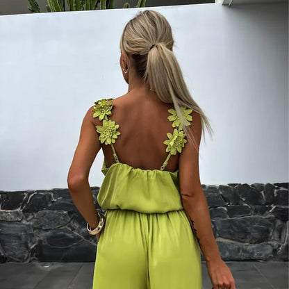 Anita™ Ärmlös jumpsuit med vida ben och halvöppen rygg