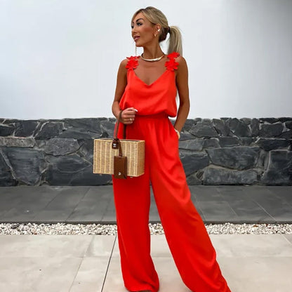 Anita™ Ärmlös jumpsuit med vida ben och halvöppen rygg